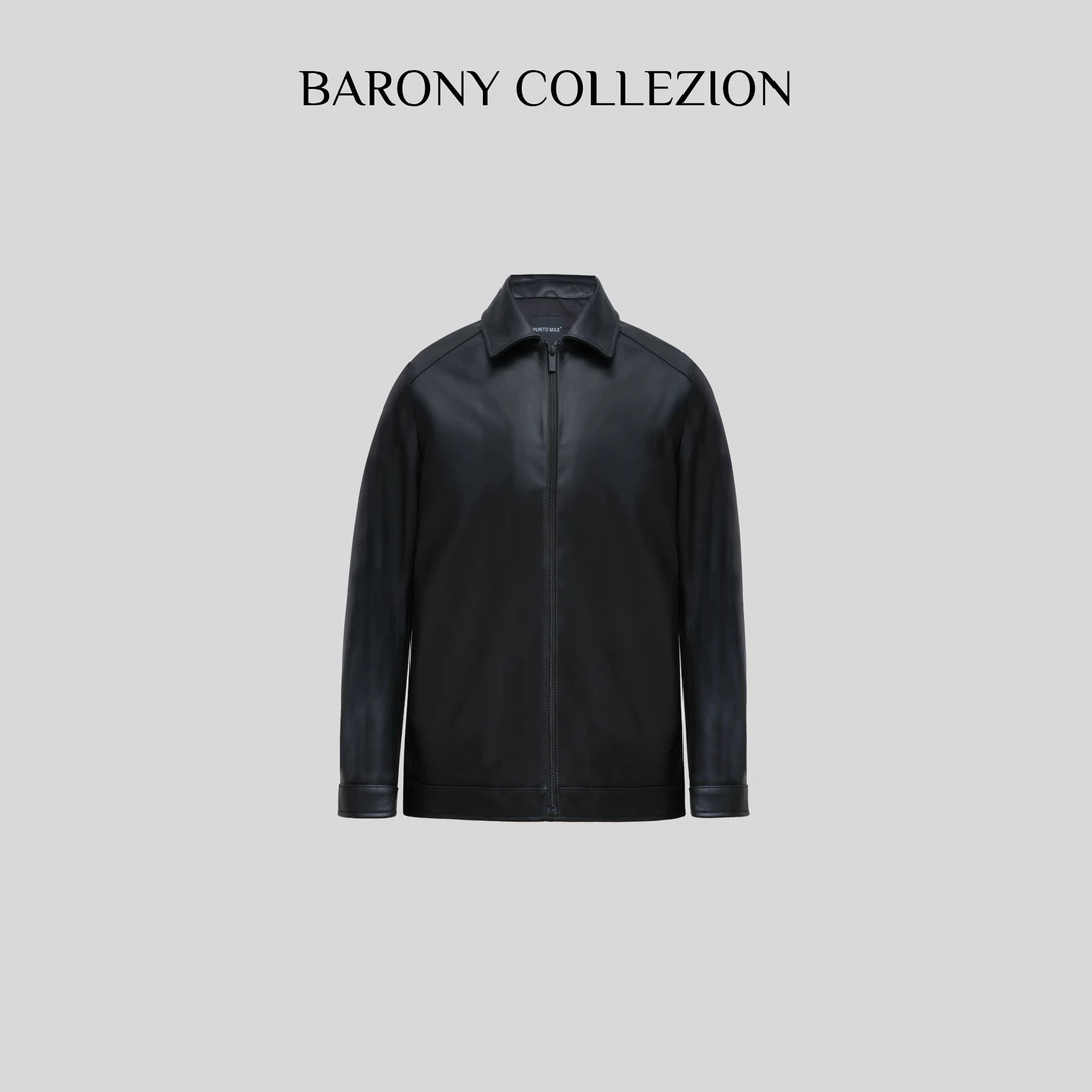 ‘BARONY’【81156】男士商务休闲百搭进口 真皮冬修身皮衣外套男款