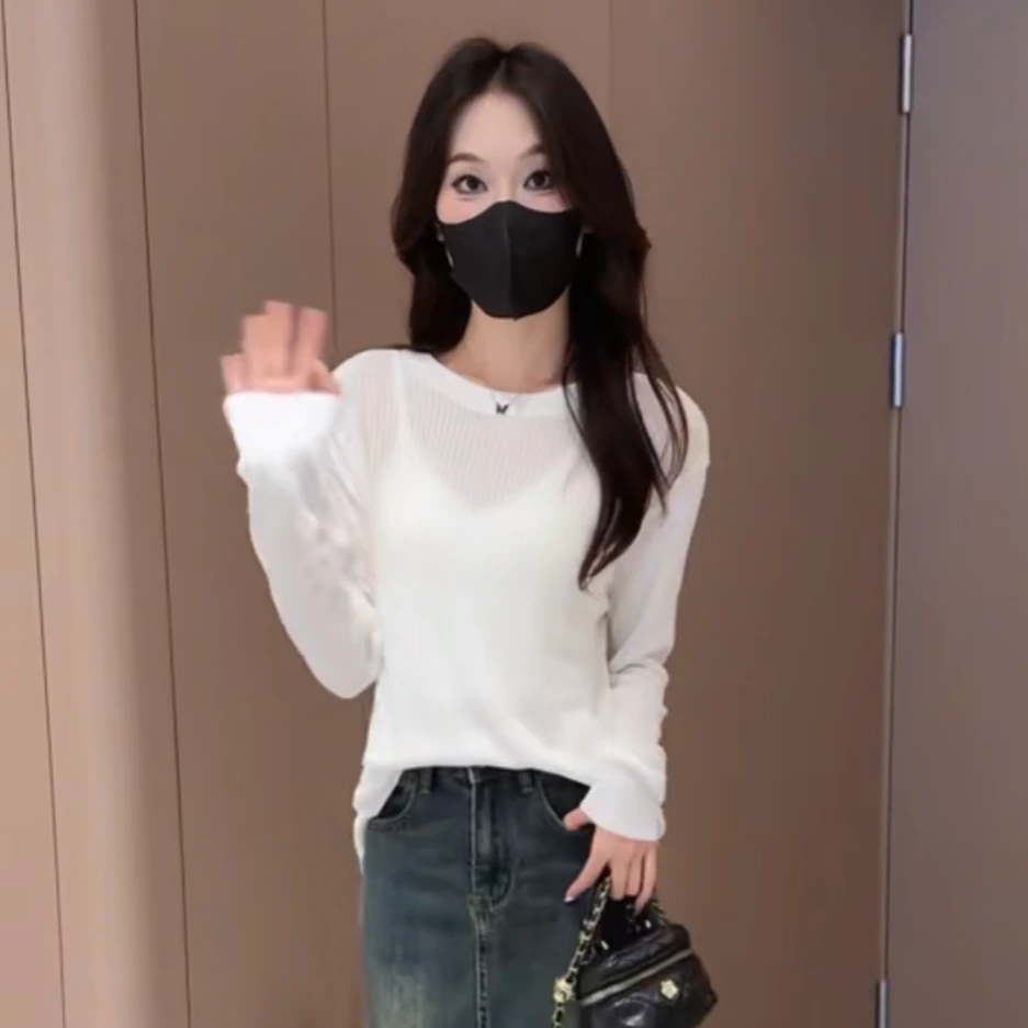 31打底衫女2025新款春夏季设计感小众洋气圆领针织衫内搭上衣