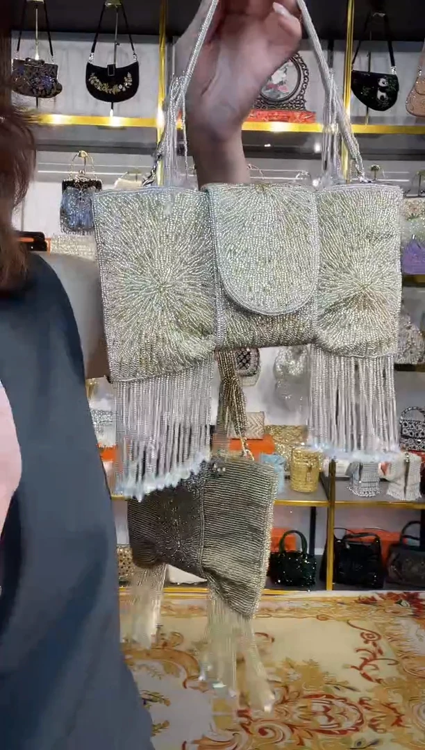 织物珠韵恒泽重工串珠手提包