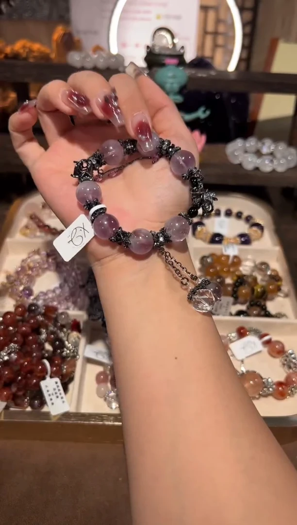 【闪购商品】水晶手链合金紫兔毛