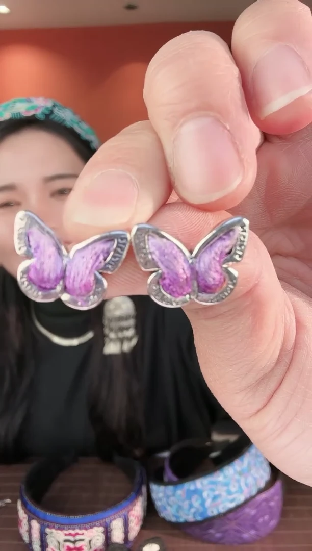 织绣非遗手工苗绣刺绣耳环27