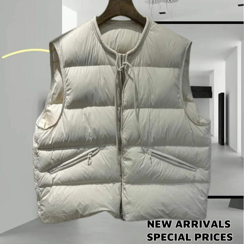 无袖轻薄设计感马甲女2025秋冬加厚保暖叠穿抽绳夹棉马夹坎肩外套