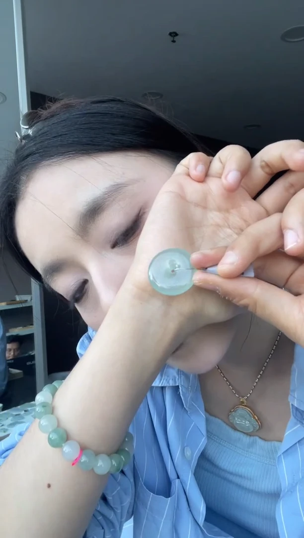 吊坠(不含链)18K金镶嵌翡翠天然缅甸A货翡翠