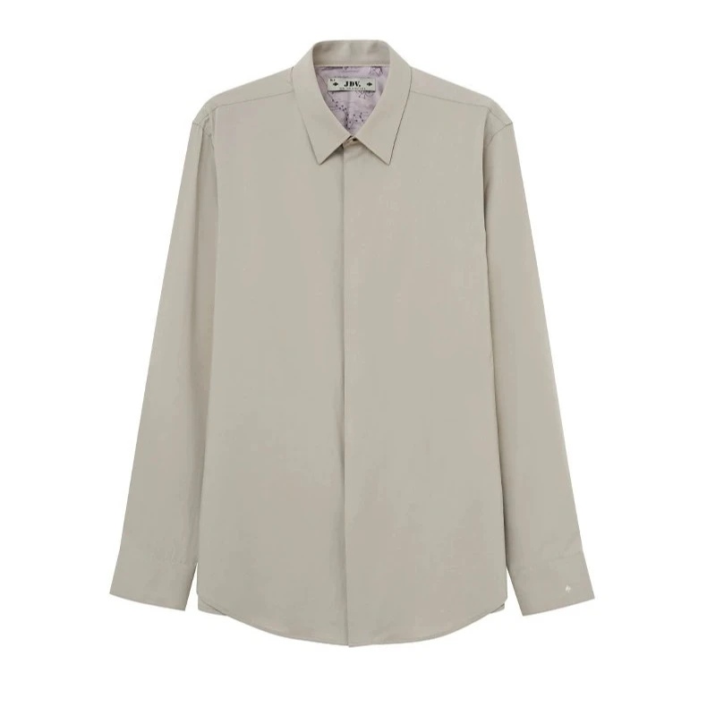 J.D.V春季新品商场同款休闲浅灰色长袖正装衬衫衬衣上衣SIF4311