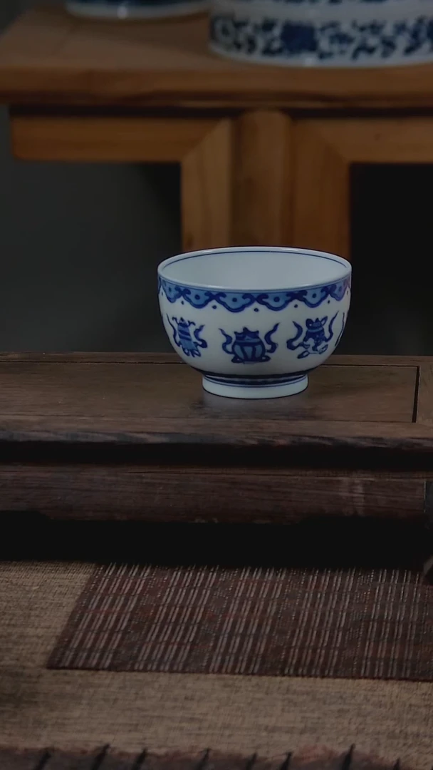 杯折葵非器手工手绘莲托八宝禅定杯