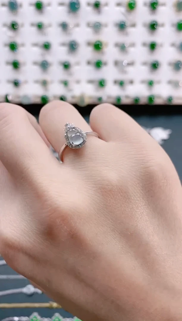 【闪购商品】翡翠戒指银S925镶嵌天然翡翠