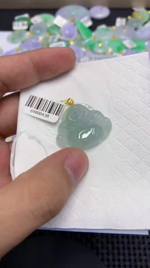 颈饰18K金镶嵌翡翠天然缅甸翡翠A货