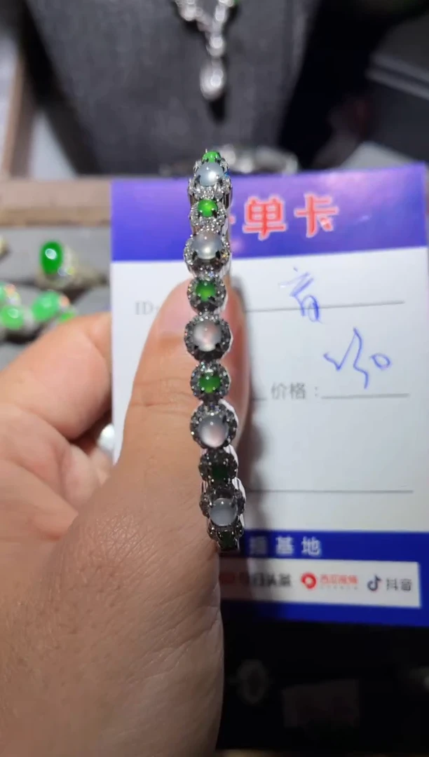 翡翠手镯银S925镶嵌?*音阿音