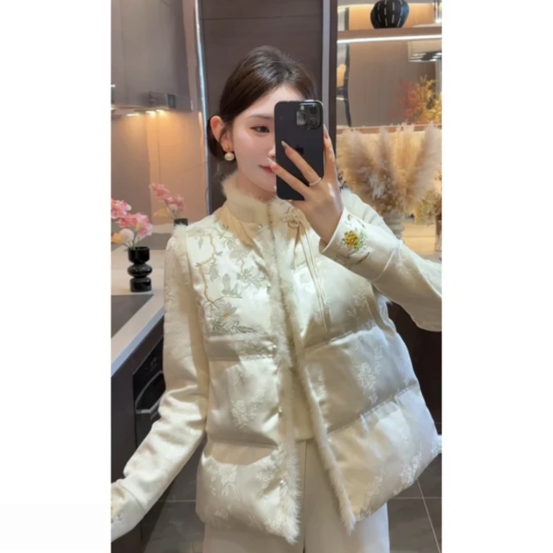 【加绒加厚+运费险】马甲棉 2025秋冬加绒加厚收腰刺绣盘扣JJQ5TZ6