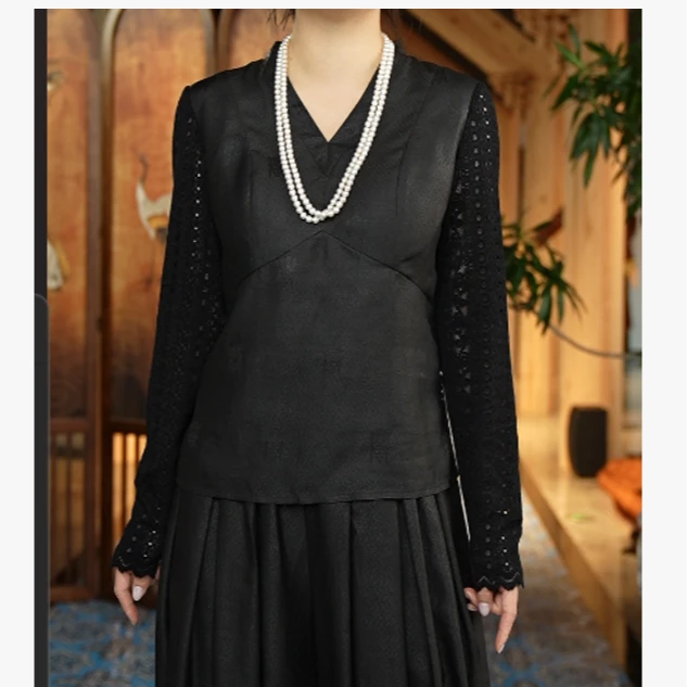 【万象有衣】莨纱-原创设计师款香云纱长袖美背-8365