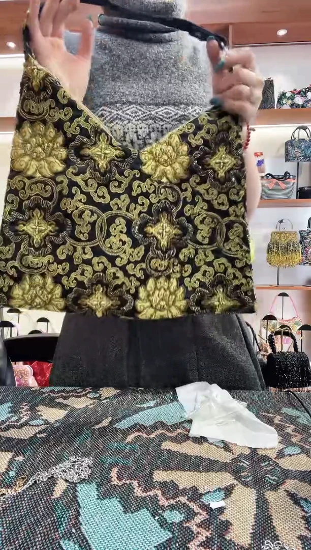 织物嘉*手工珠珠包包腋下斜跨包手拿包手提晚宴包