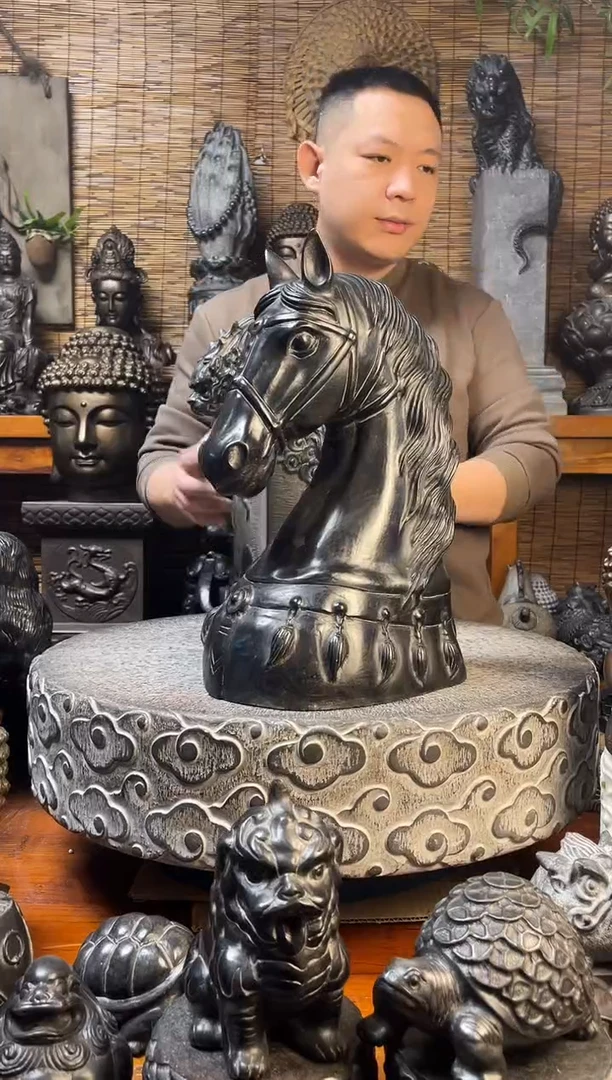 石材40马头天然青石雕刻