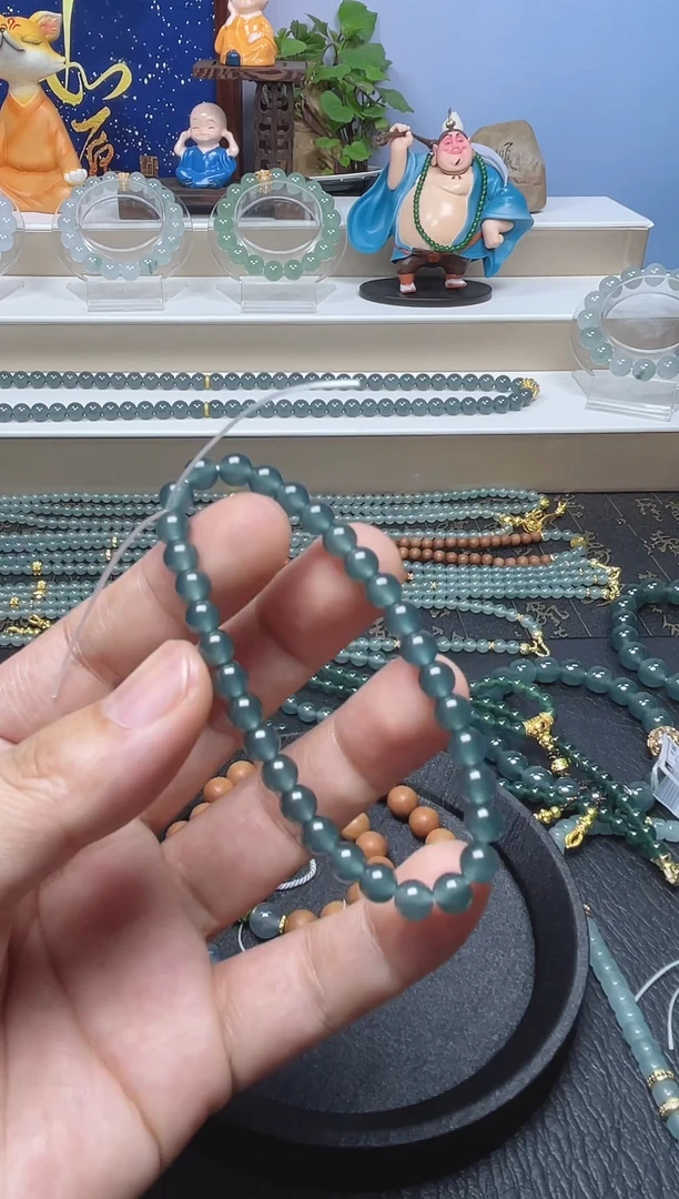 未镶嵌手串翡翠天然危地马拉翡翠A货手串卡6左右