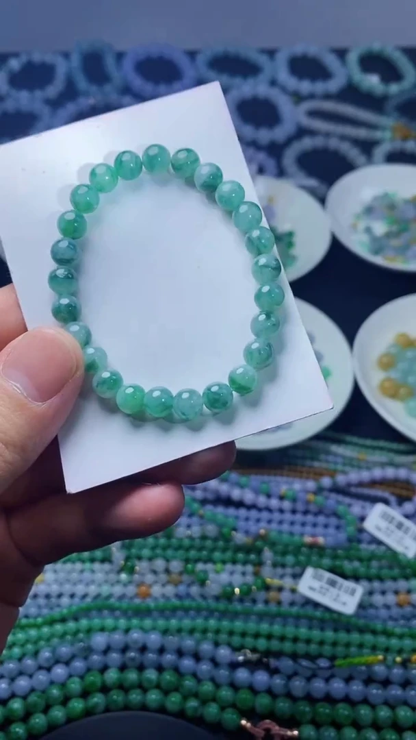 【闪购商品】翡翠散珠卡7加飘花手串