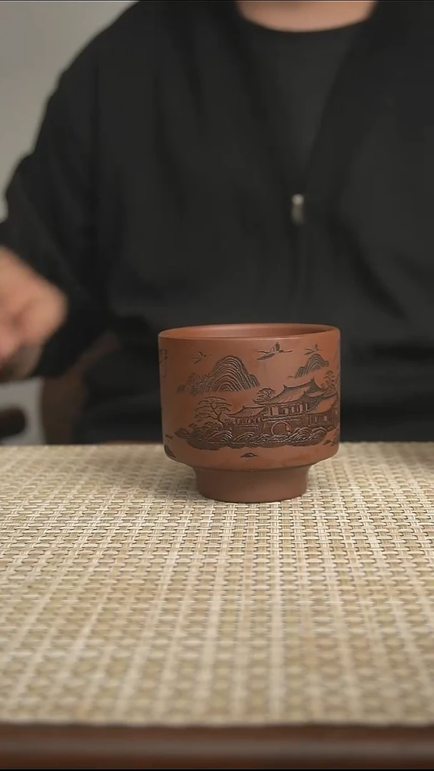 茶杯紫砂宜兴紫砂茶杯紫泥在山野主人杯