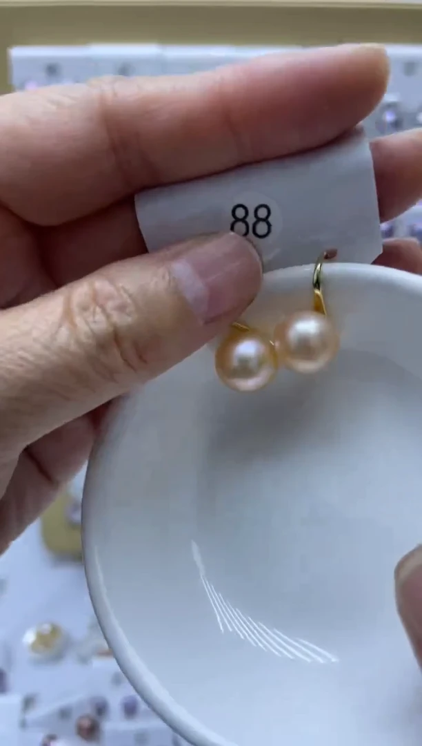 银S925镶嵌耳饰淡水珍珠88