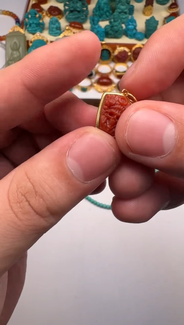 18K金镶嵌绿松石挂件北*～配饰配饰