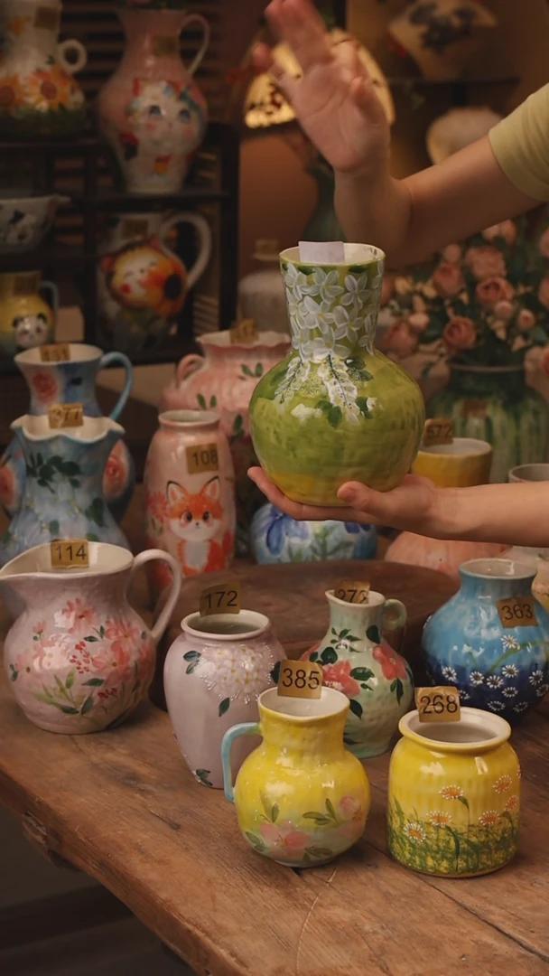 陶瓷420景德镇设计师手作花器摆件侘寂风