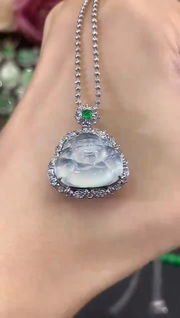 吊坠(不含链)18K金镶嵌翡翠B152