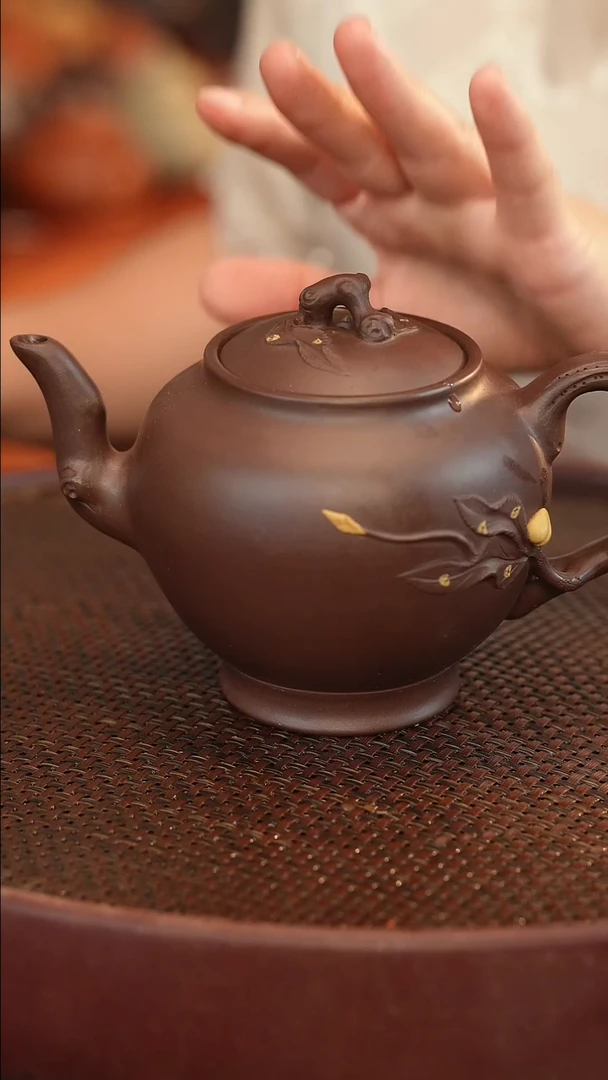 茶壶紫砂原矿手工制作紫茄泥 寿桃 500cc