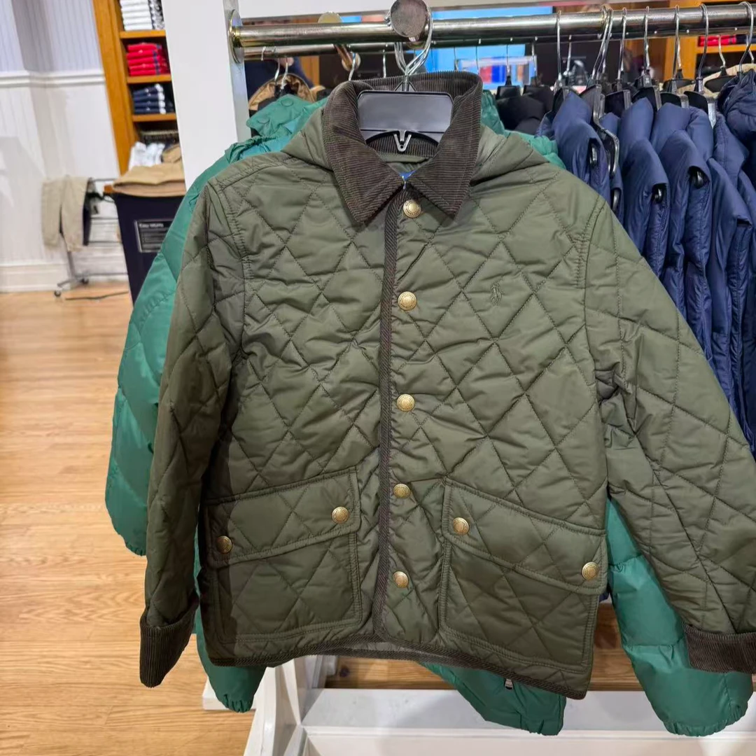 Ralph Lauren/拉夫劳伦男大童冬季菱格保暖连帽棉衣外套