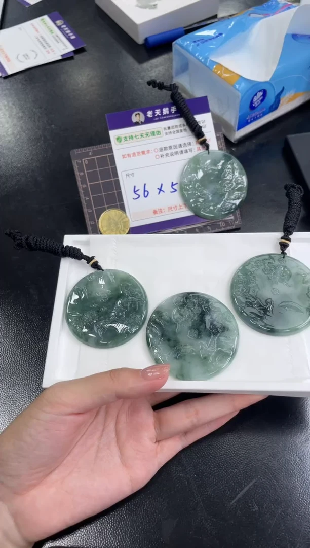 未镶嵌挂件翡翠大山水牌FL9配绳/多样性发其一CP