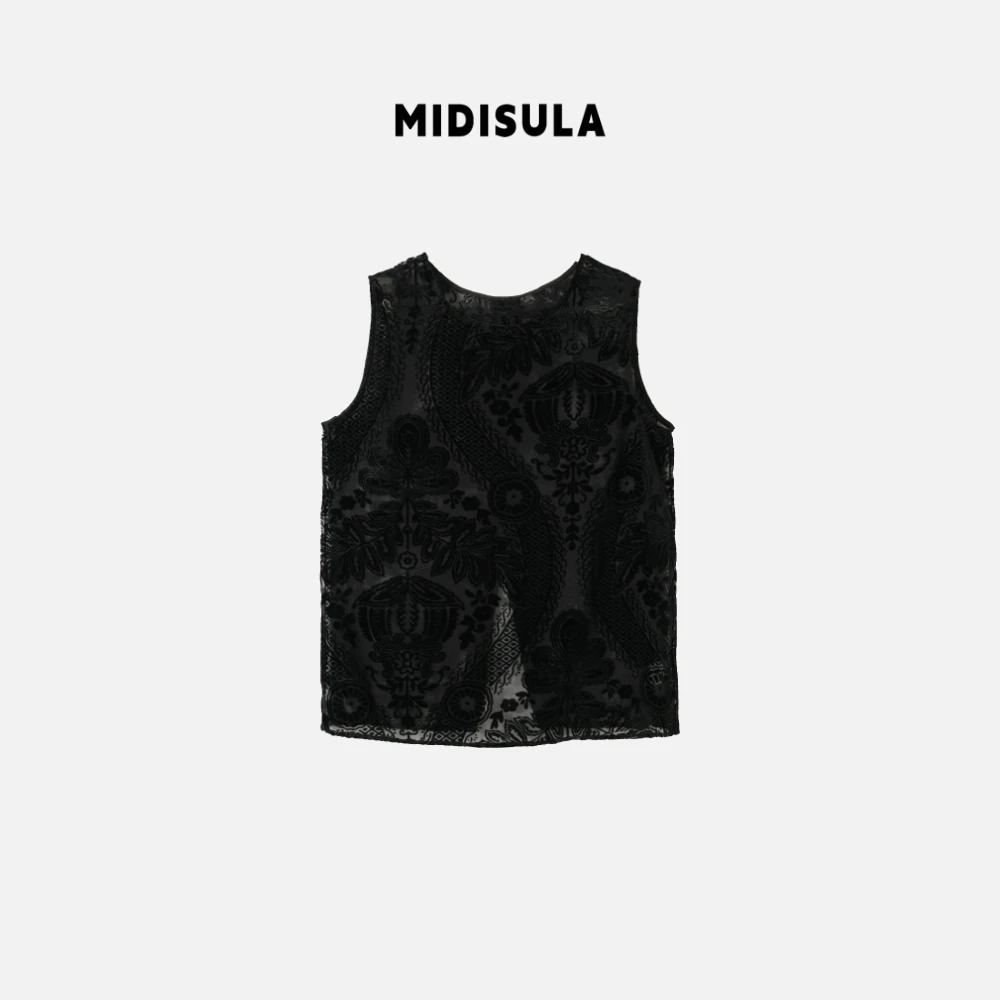 MDSL·新款时尚通勤背心提花港风职场新中式地雷系镂空小衫#1229