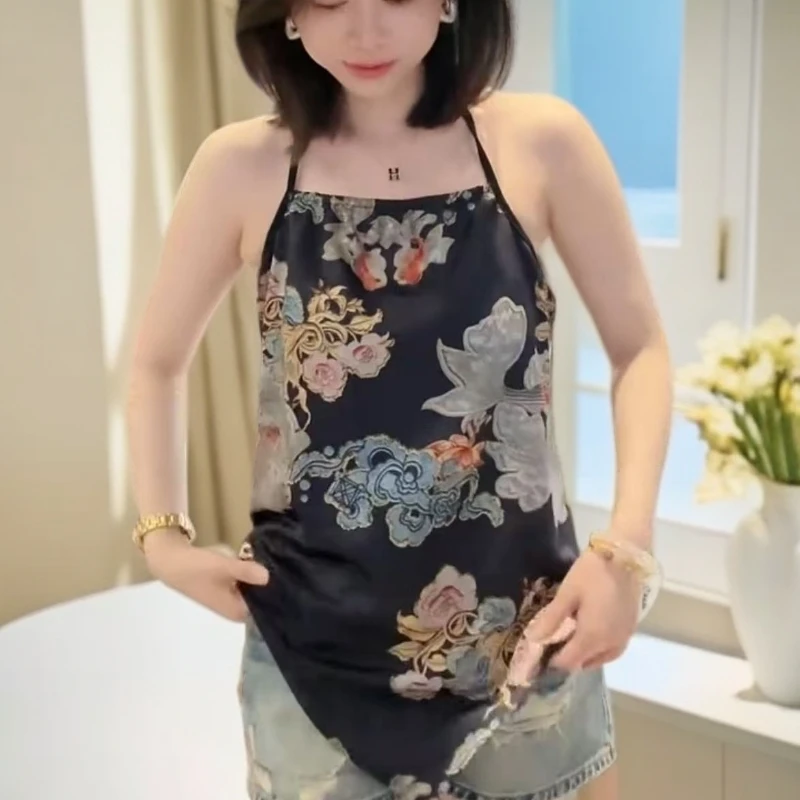 国风宽松型吊带女装网红修身型背心家居服复古性感风