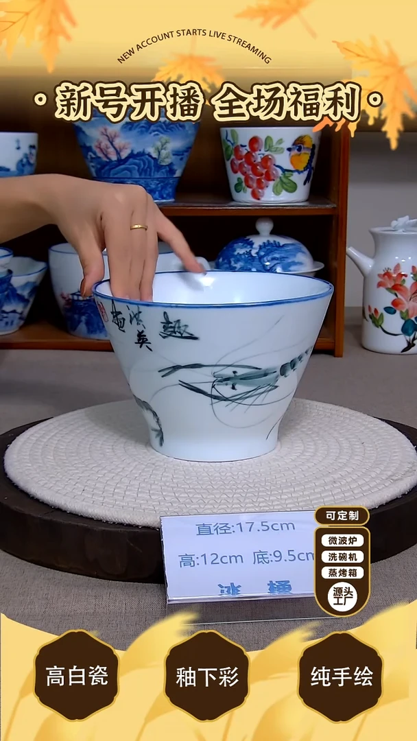 盘景德镇手绘釉下彩陶瓷餐具