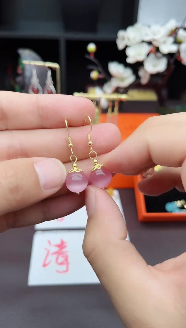 玛瑙/玉髓耳饰银S925镶嵌301000