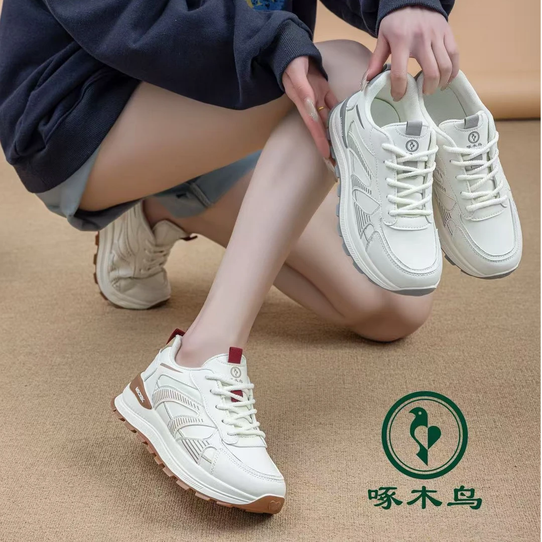 啄木鸟2025春季新款轻便舒适爆款圆头厚底运动休闲鞋ZD