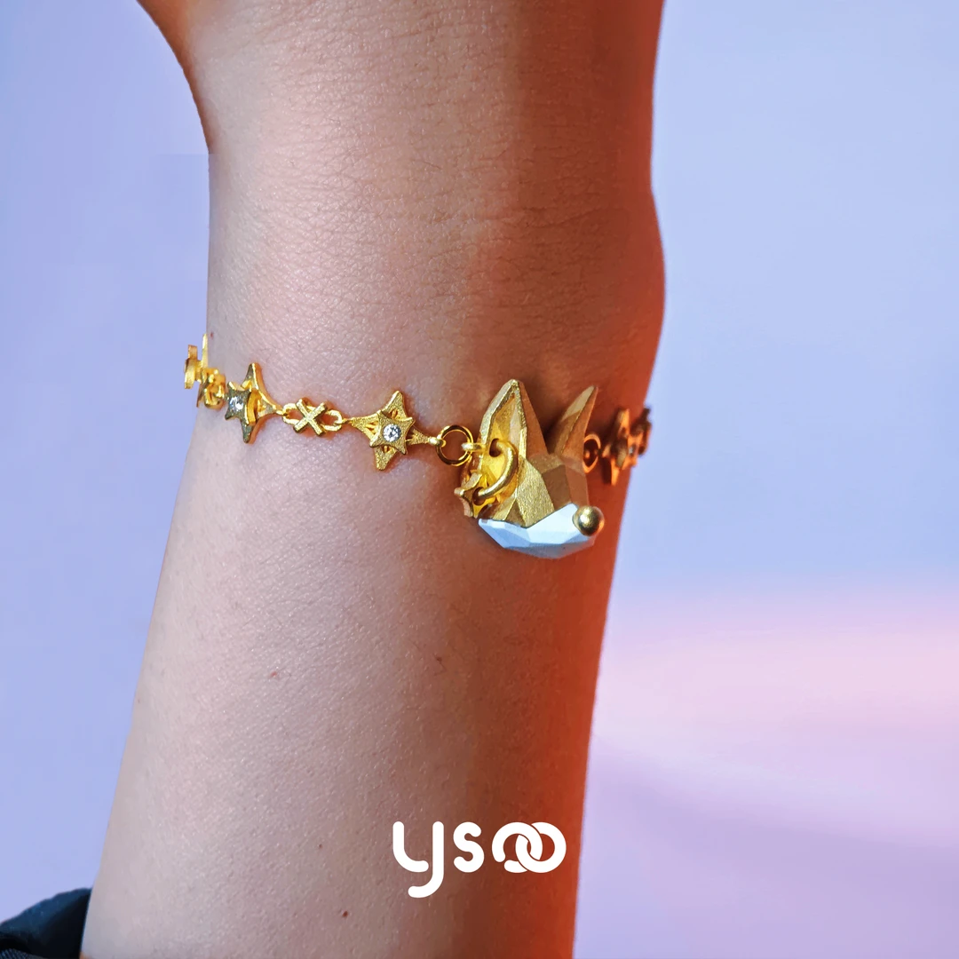 925银手链 小狐狸星星手链女复古黑金五角星手串原创个性甜酷