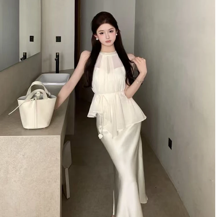 人鱼尾连衣裙假两件纯欲气质温柔风包臀裙