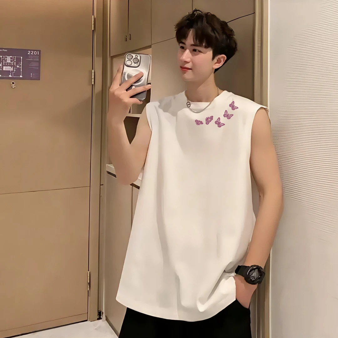 夏季背心男款男士宽松休闲无袖t恤重磅纯棉运动健身马甲坎肩潮流