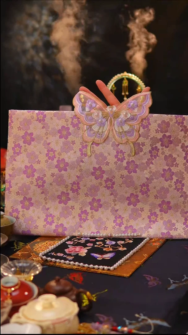 055茶席茶席50x30cm小梅花紫色