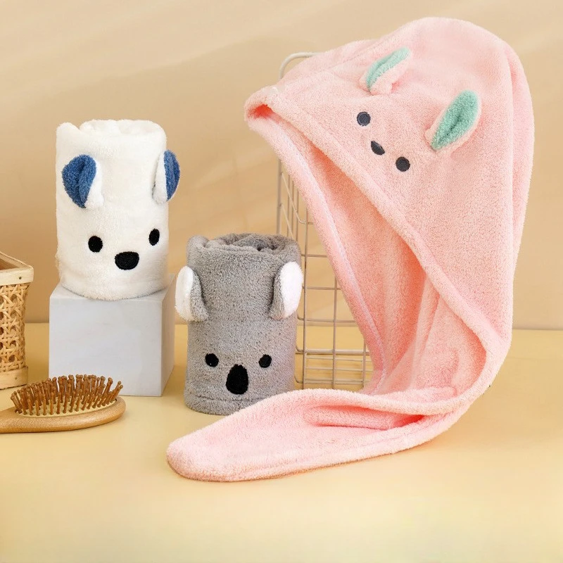 珊瑚绒干发帽强吸水速干擦头毛巾女卡通加厚包头巾洗头发浴帽