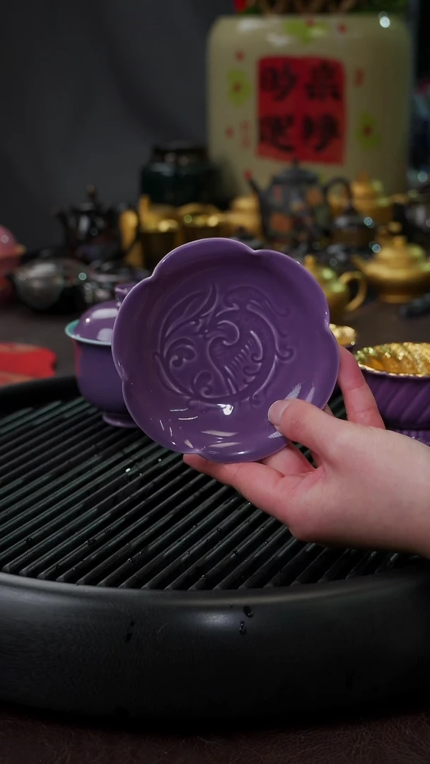 【闪购商品】杯【宜景窑紫罗兰】朱雀杯碟