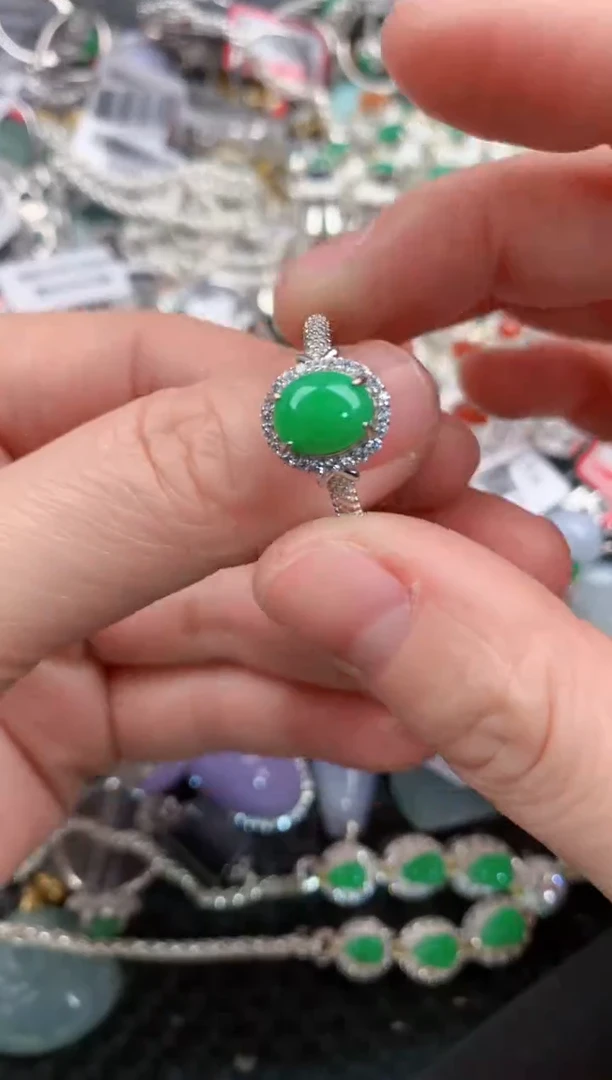 银S925镶嵌戒指翡翠1212---8