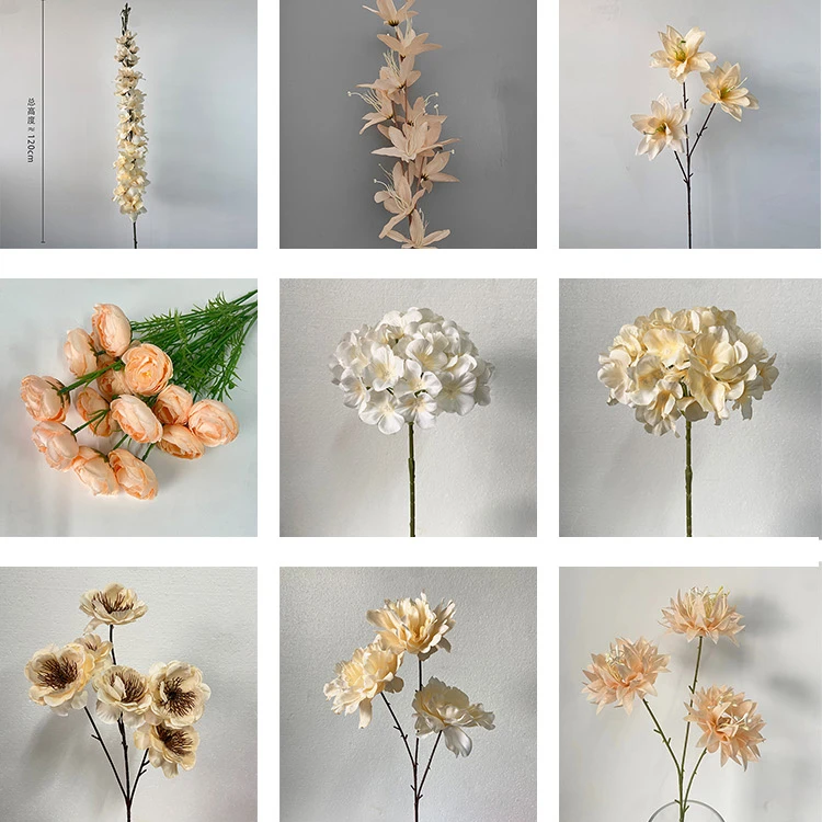 新款仿真花—香槟色合集手工展厅景点婚礼婚庆长款拍摄发货展示