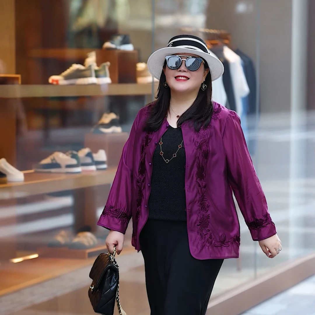 【深圳霞姐】夏季新品上新定制大码女装国风重工刺绣长袖防晒衬衫
