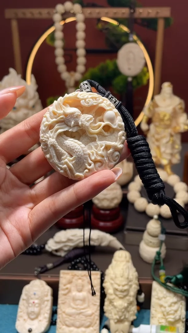 吊坠菩提根/象牙果【重工版】龙凤呈祥