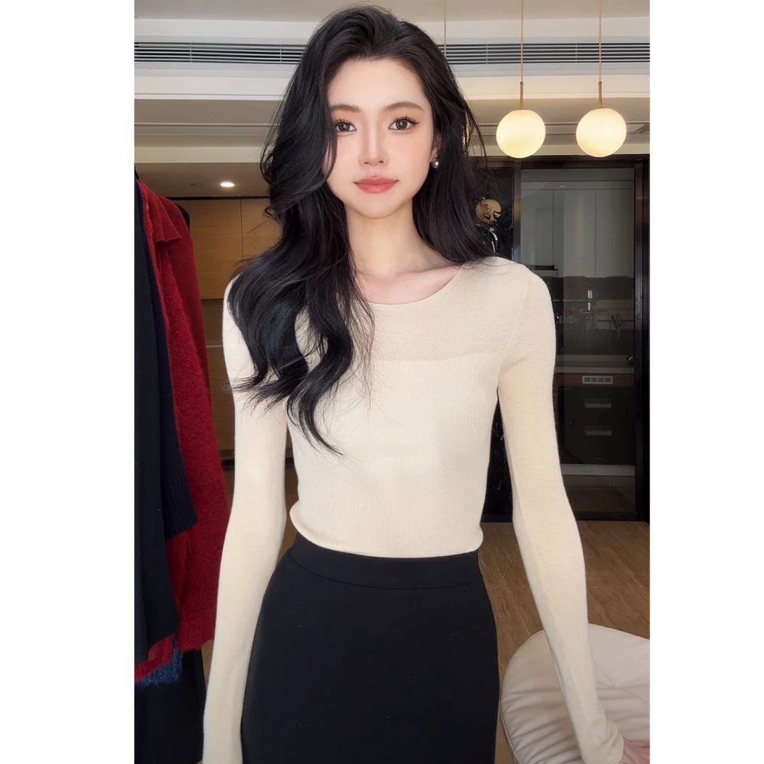 ZOUYASHIFA 显瘦杏色打底衫时尚气质毛衣女 YSA6601