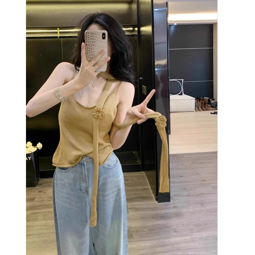 【现货】Leathercat针织吊带背心夏季设计感显瘦内搭外穿无袖上衣女