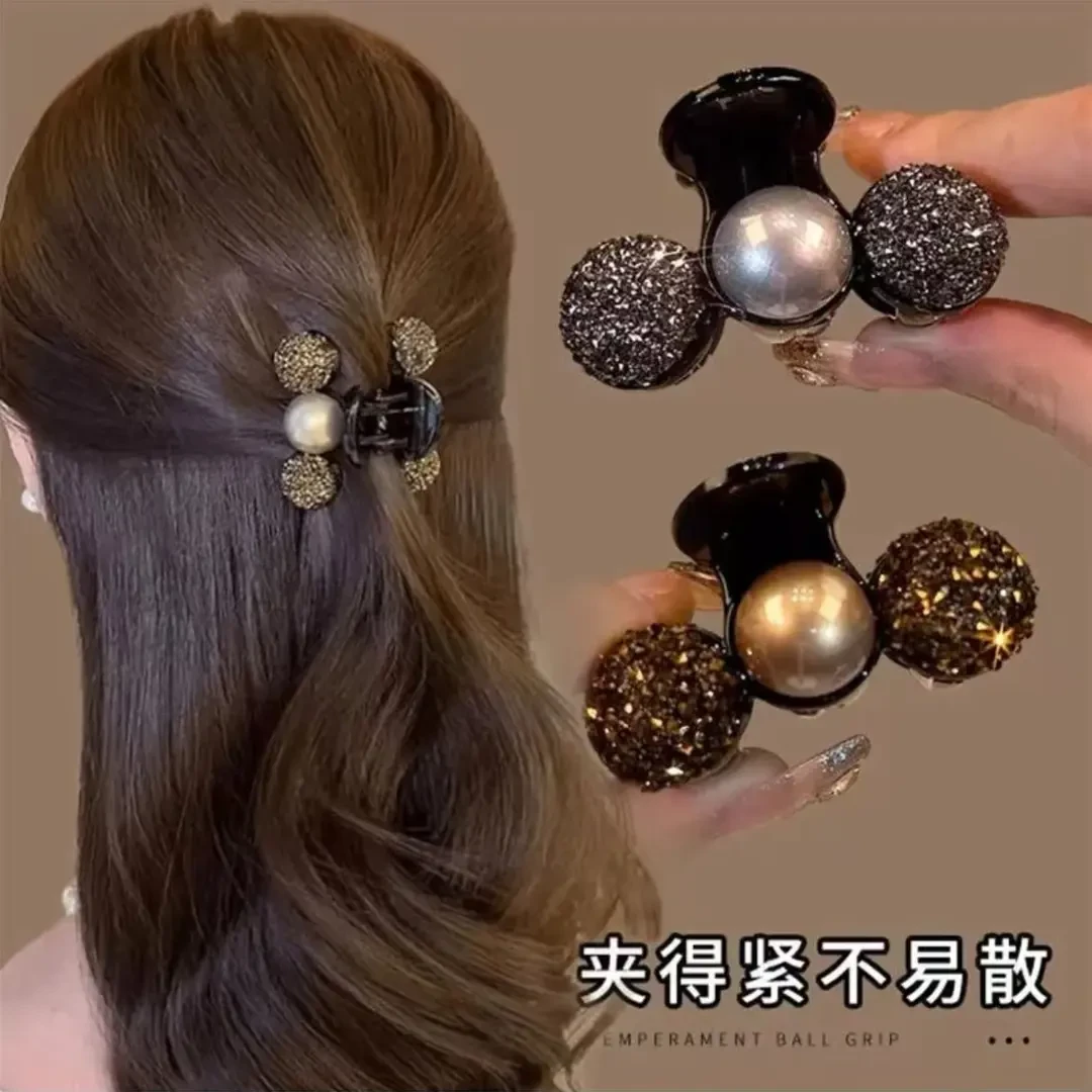 高级感珠子小抓夹女2025新款后脑勺发夹高马尾高端半扎发夹子头饰