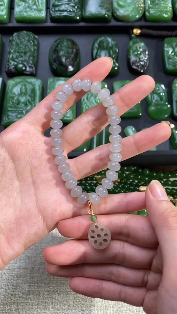 未镶嵌手链和田玉和田玉烟紫古珠手串diy设计款