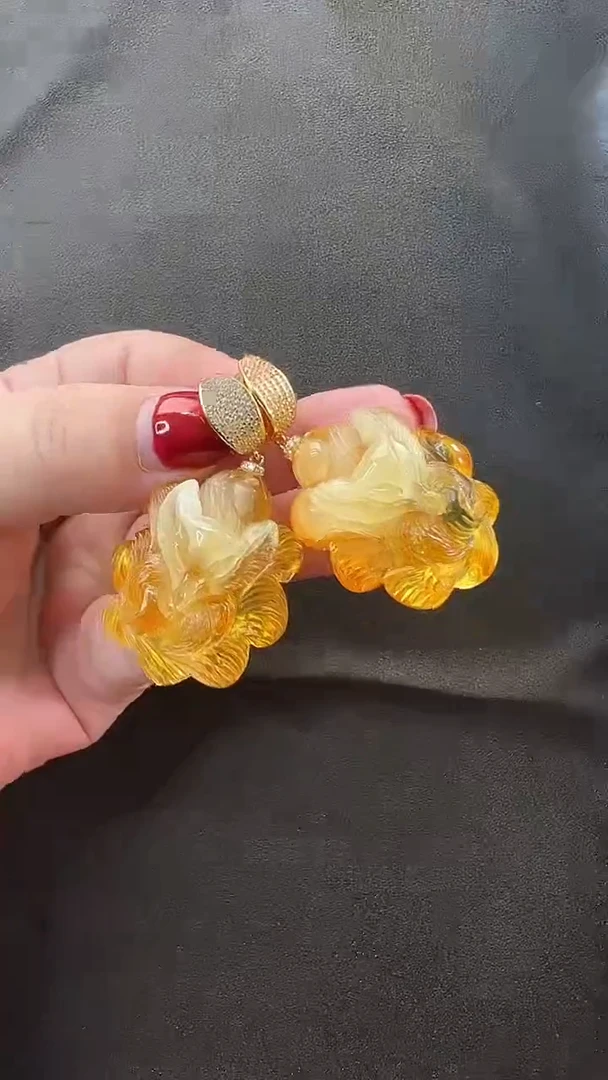 未镶嵌琥珀耳饰耳环