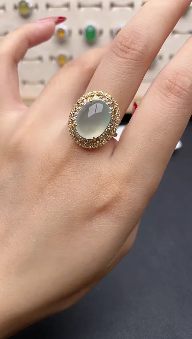 【闪购商品】翡翠戒指银S925镶嵌一物一证一礼盒