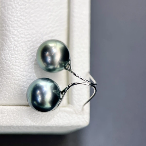 18K金 海水珍珠 大溪地高跟鞋K金耳钩 9-10MM S1131