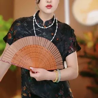 金凤尾/双面双穿油皮老料新中式女装中长款连衣裙2024B6067一一