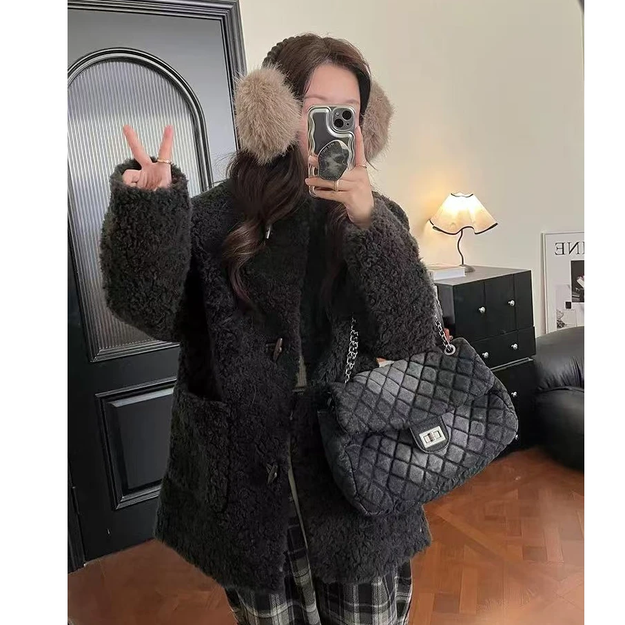 秋冬小香风网红100%羊毛澳洲进口休闲风羊羔毛皮草外套女69700